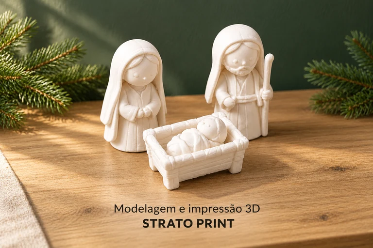 Visualização do presépio: Maria, José e Menino Jesus